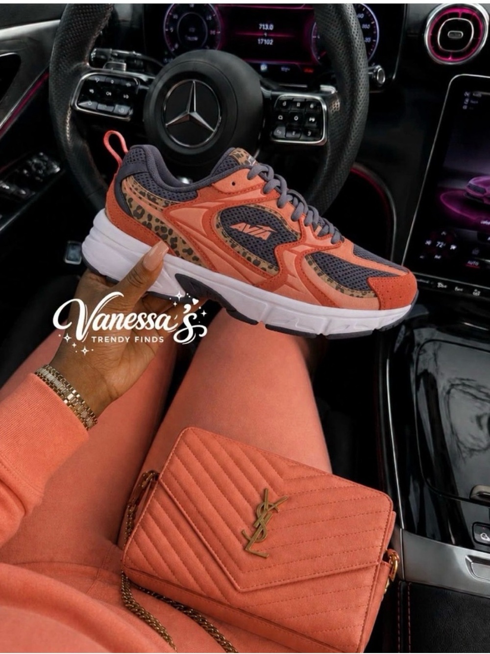 Women's Coral Leopard Accent Athletic Sneakers AVIA